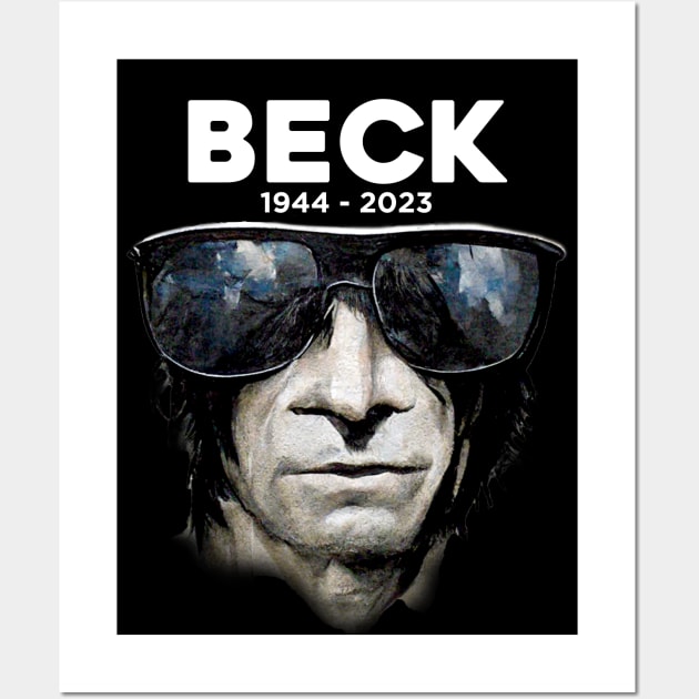 Jeff Beck No 5: Rest In Peace 1944 - 2023 (RIP) on a Dark Background Wall Art by Puff Sumo